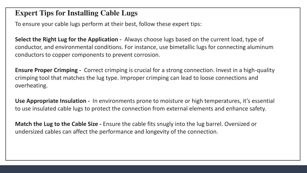 expert tips for installing cable lugs