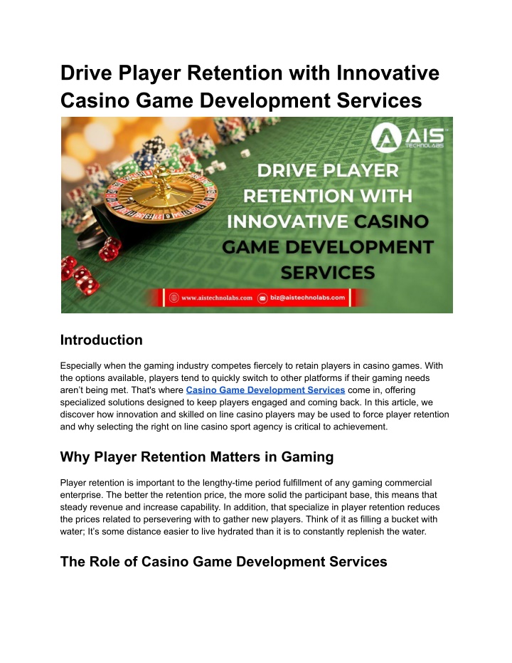 drive player retention with innovative casino