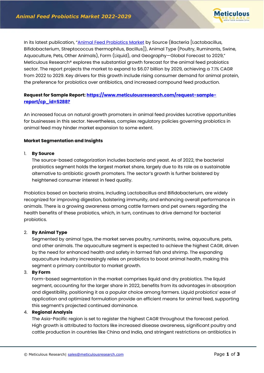 animal feed probiotics market 2022 2029