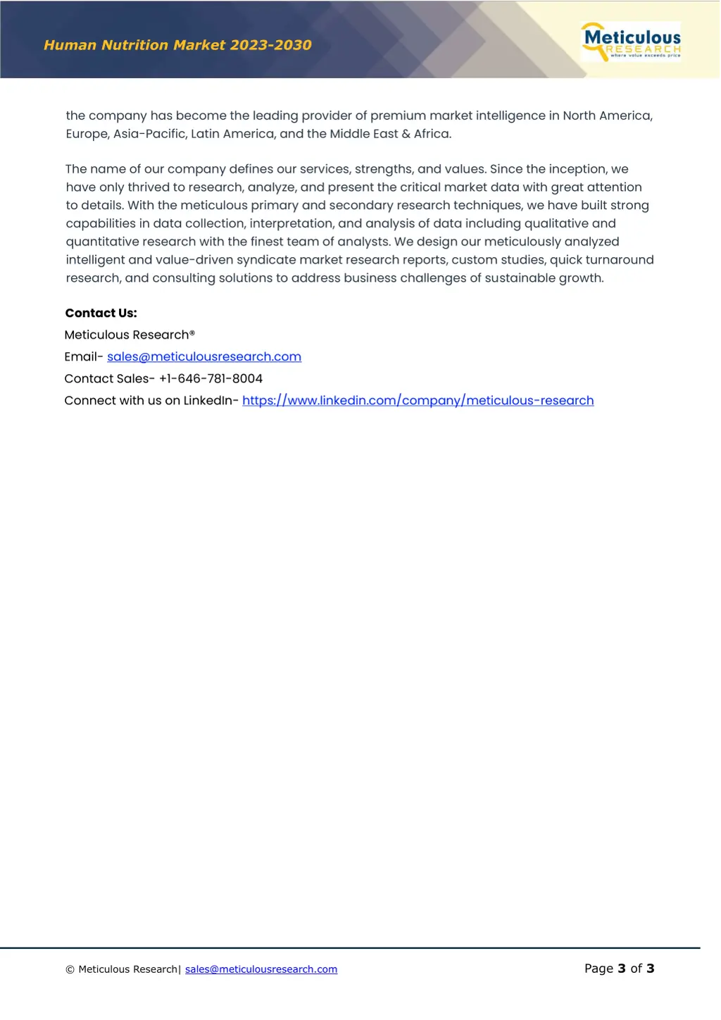 human nutrition market 202 3 203 0 2