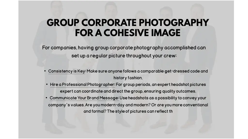 group corporate photography for a cohesive image