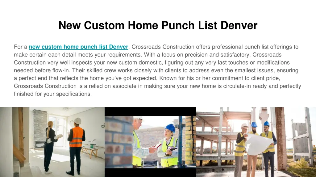 new custom home punch list denver