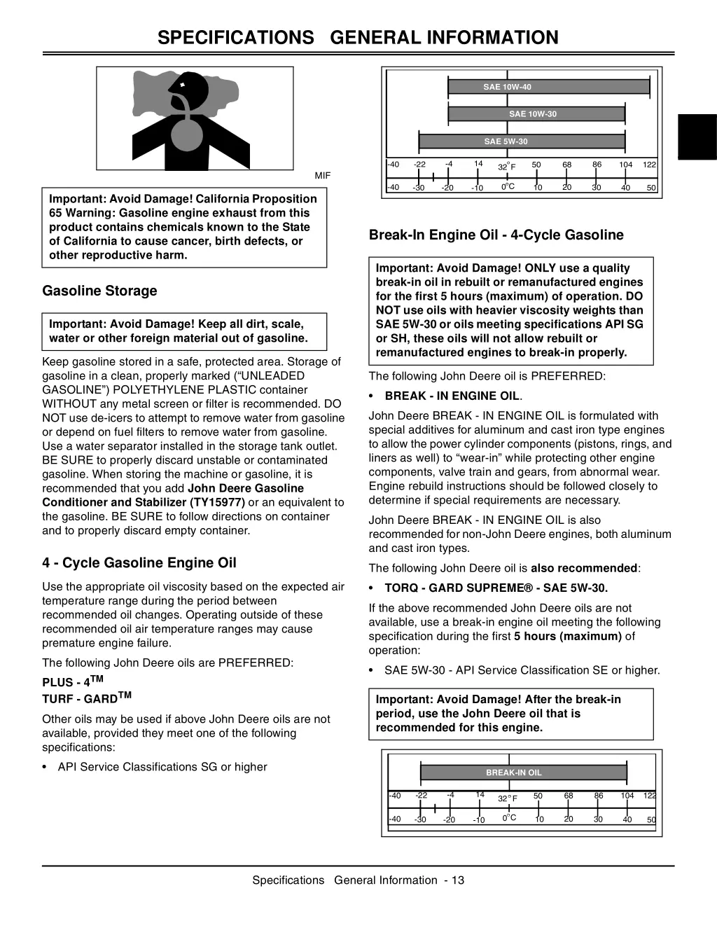 specifications general information 1