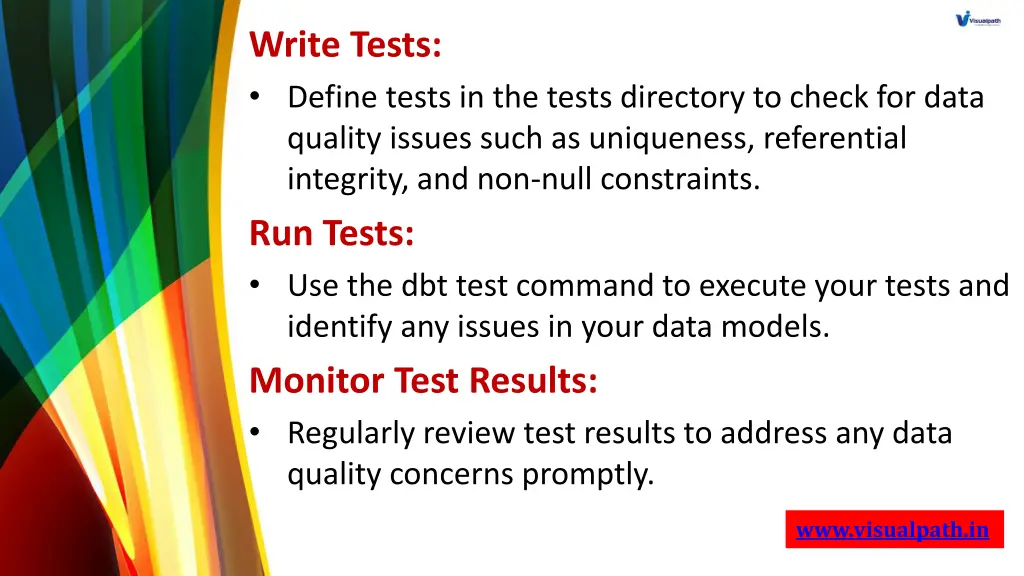 write tests define tests in the tests directory