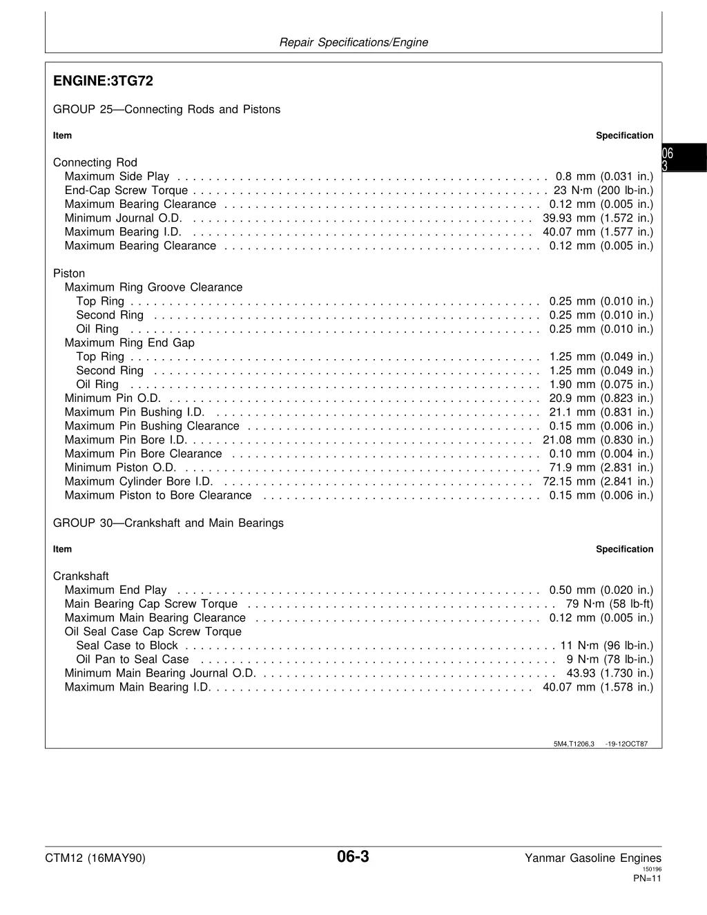 repair specifications engine 1