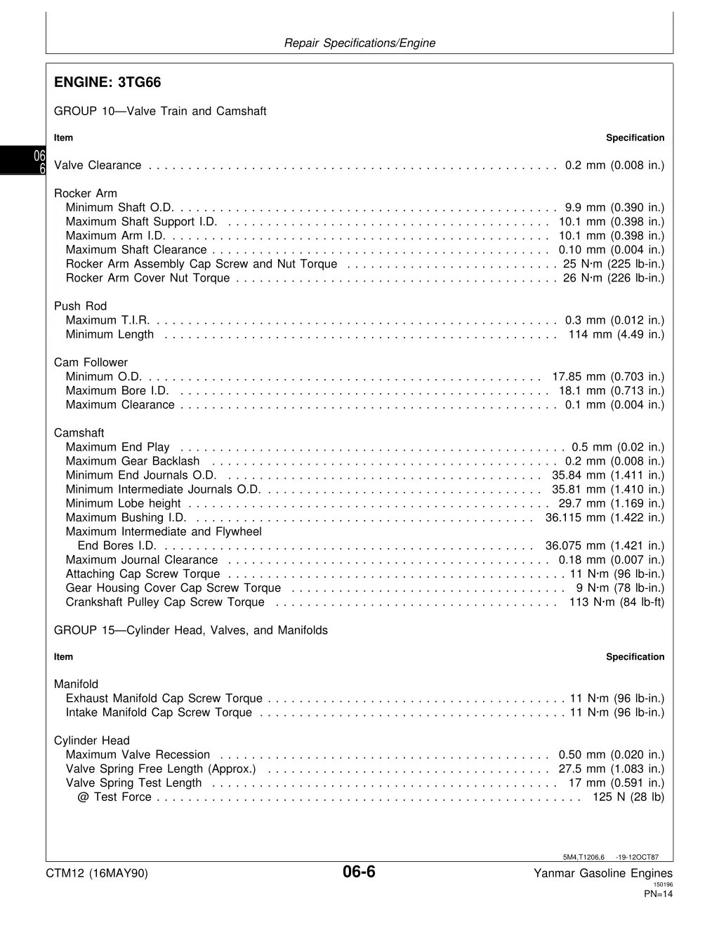 repair specifications engine 4