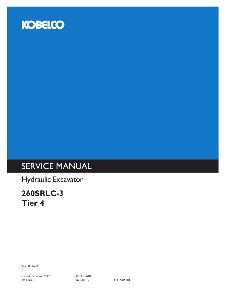 service manual hydraulic excavator