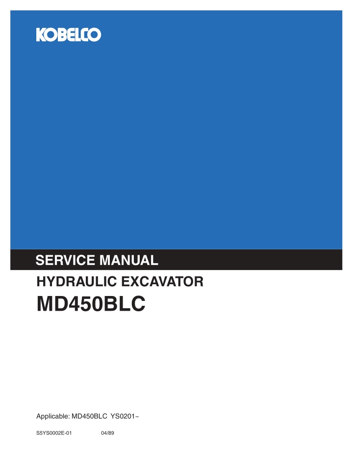 service manual hydraulic excavator