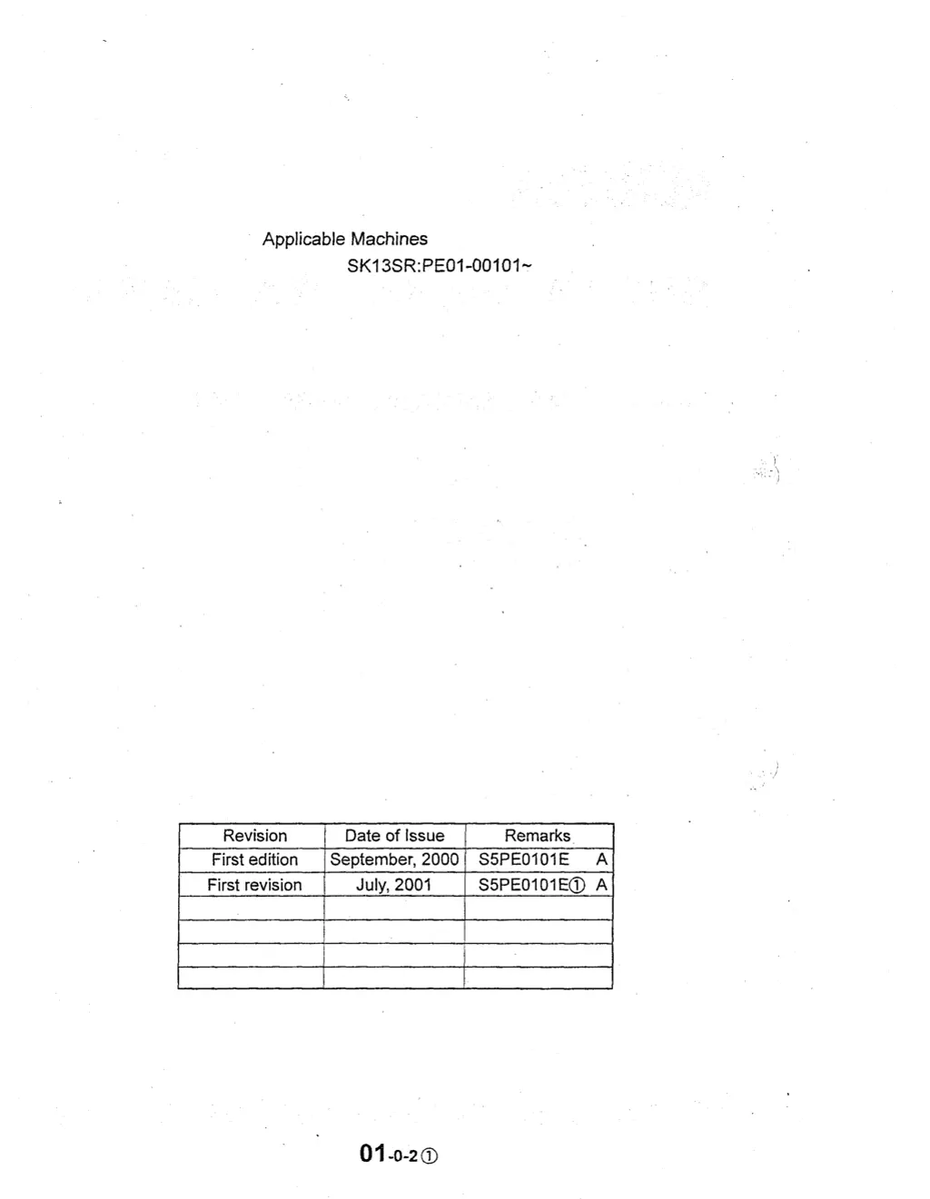 applicable machines sk13sr pe01 00101