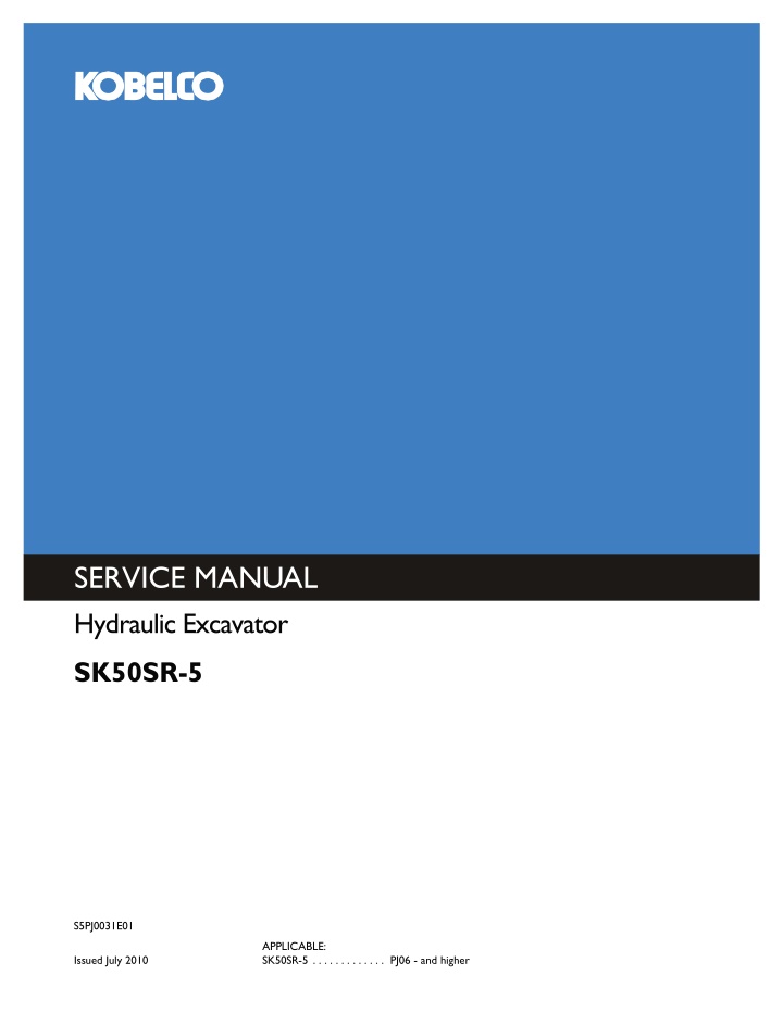 service manual hydraulic excavator