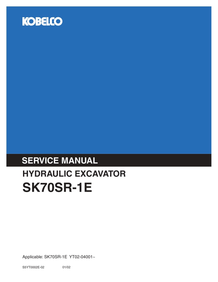 service manual hydraulic excavator