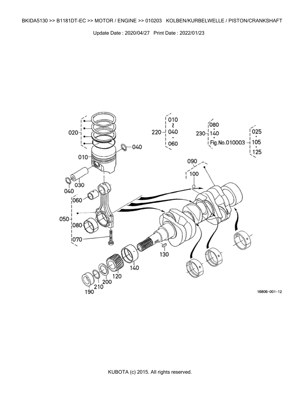 bkida5130 b1181dt ec motor engine 010203 kolben