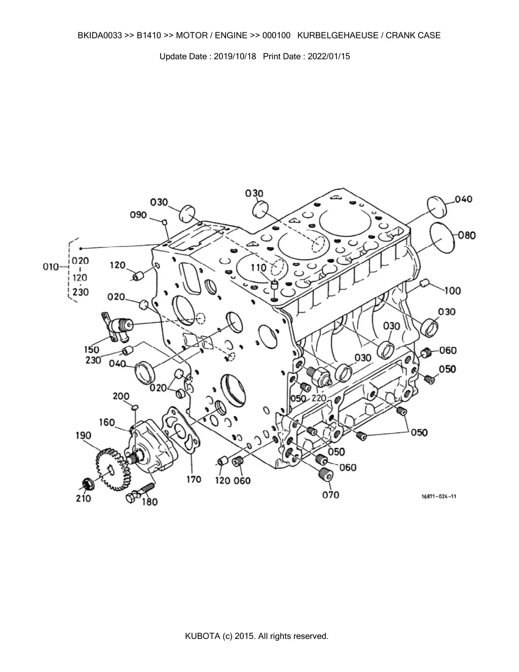 bkida0033 b1410 motor engine 000100