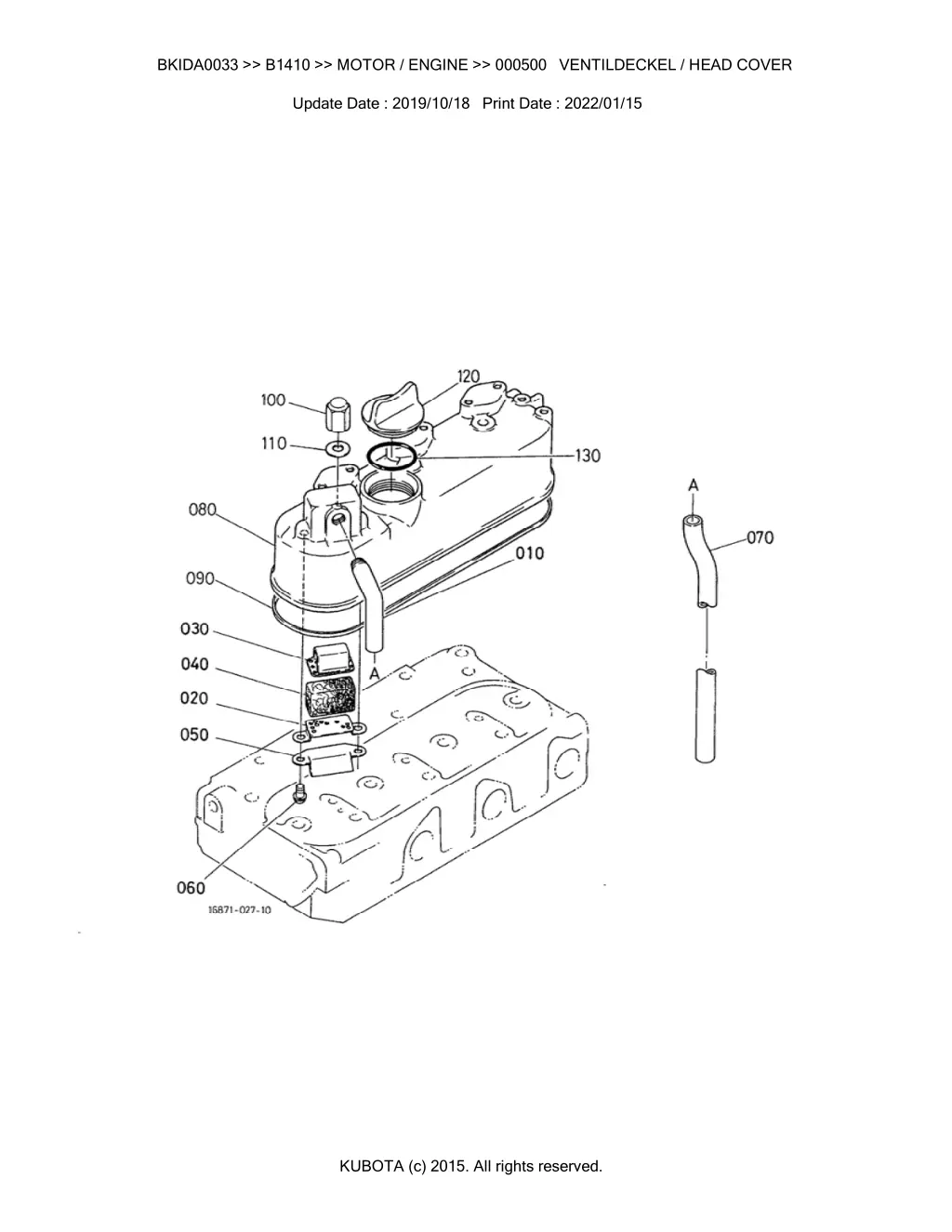 bkida0033 b1410 motor engine 000500 ventildeckel