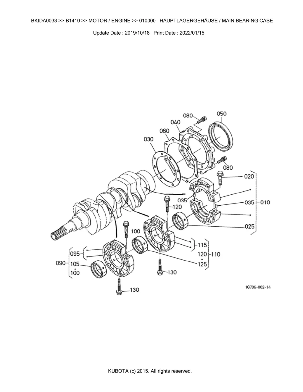 bkida0033 b1410 motor engine 010000 hauptlagergeh