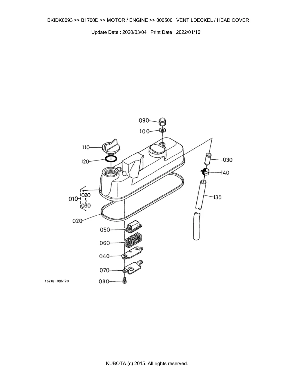 bkidk0093 b1700d motor engine 000500 ventildeckel