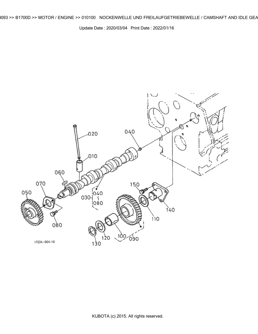 bkidk0093 b1700d motor engine 010100 nockenwelle