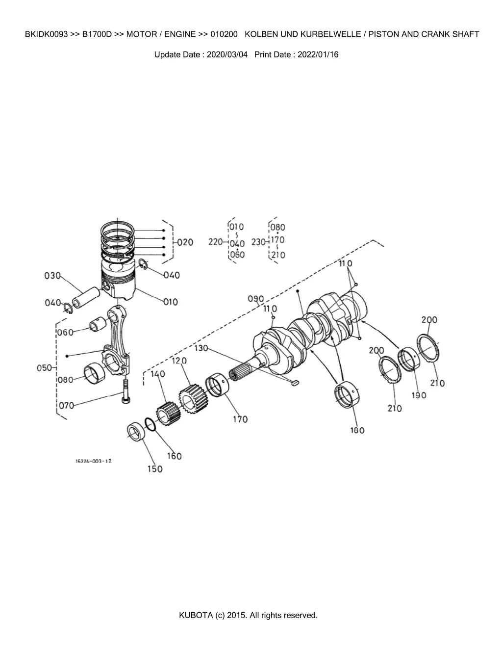 bkidk0093 b1700d motor engine 010200 kolben