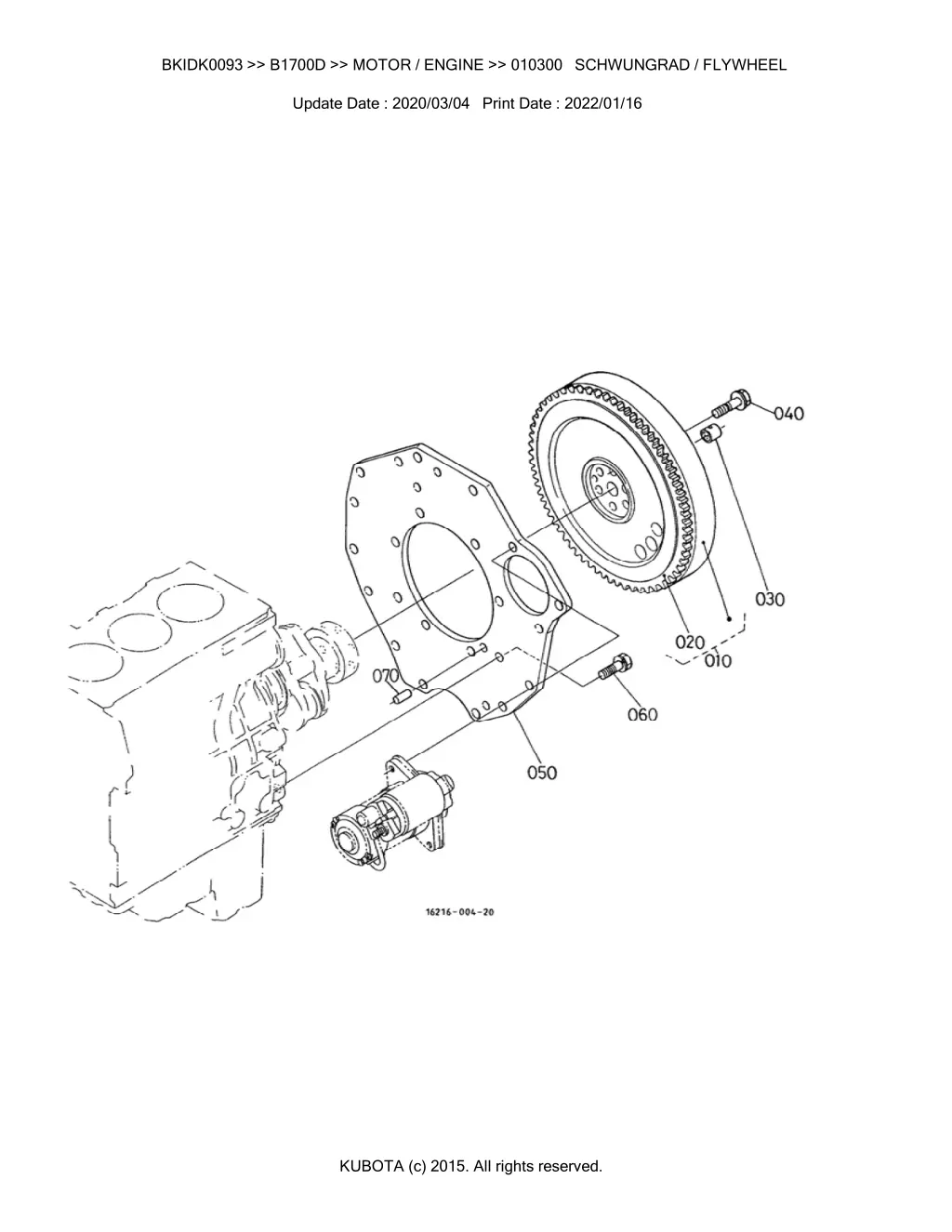 bkidk0093 b1700d motor engine 010300 schwungrad