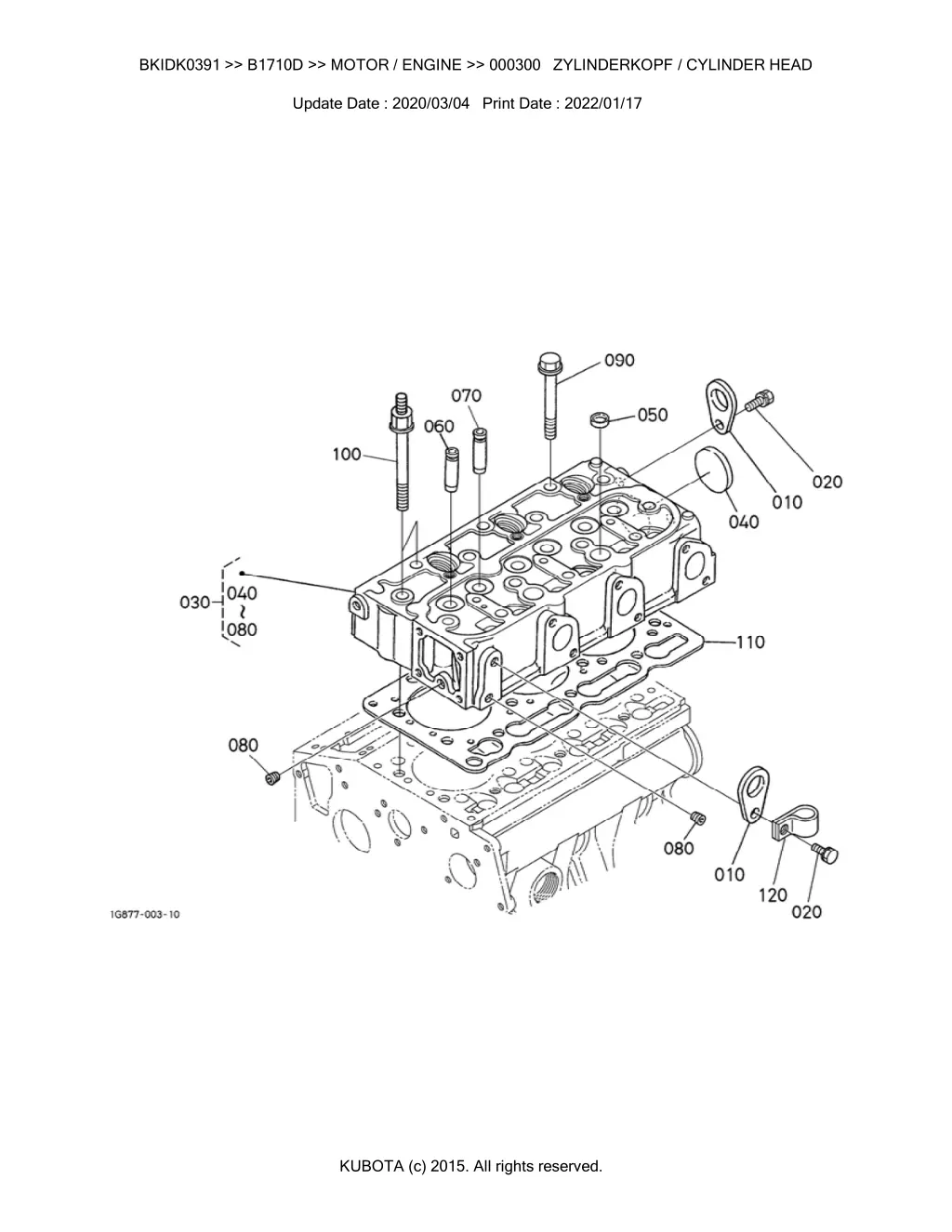 bkidk0391 b1710d motor engine 000300 zylinderkopf