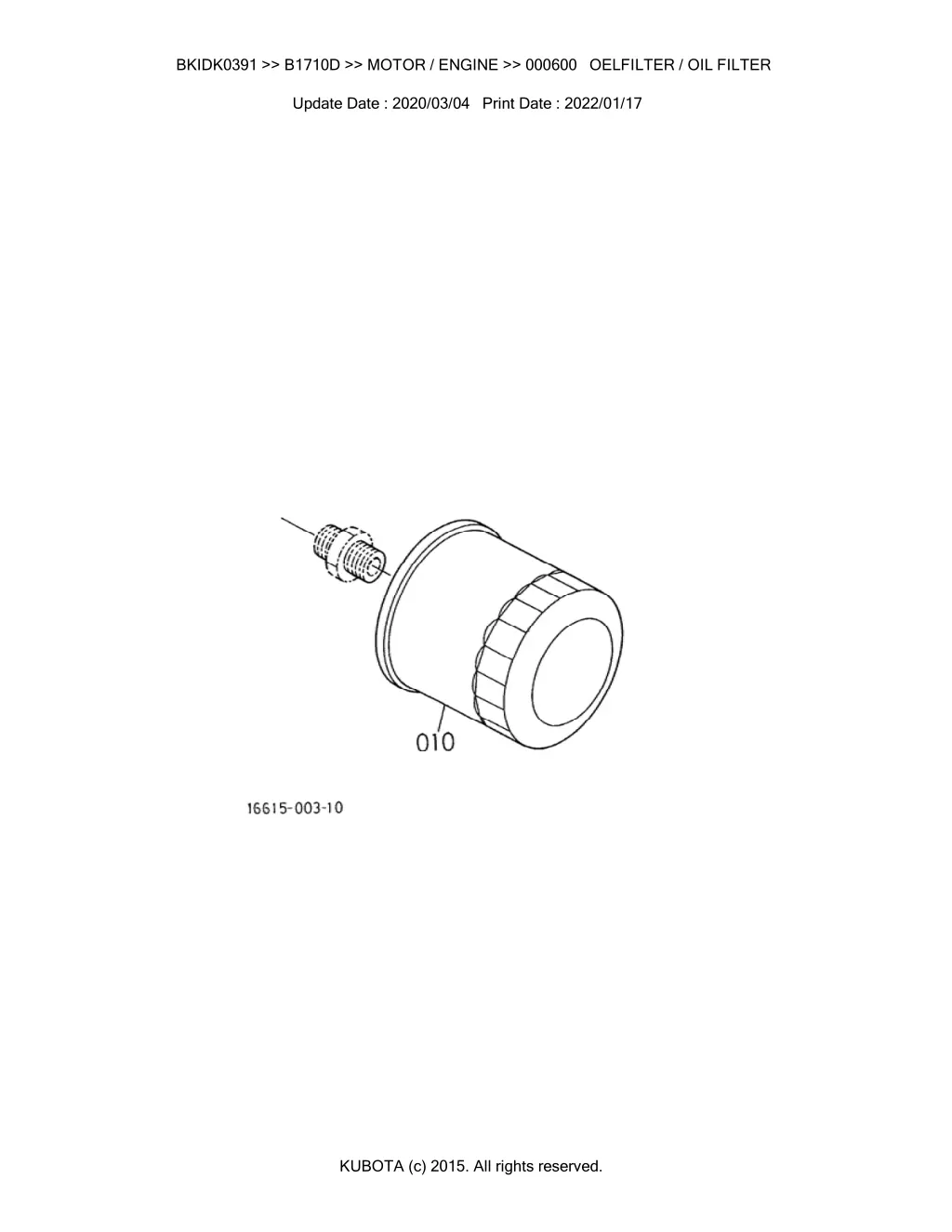 bkidk0391 b1710d motor engine 000600 oelfilter