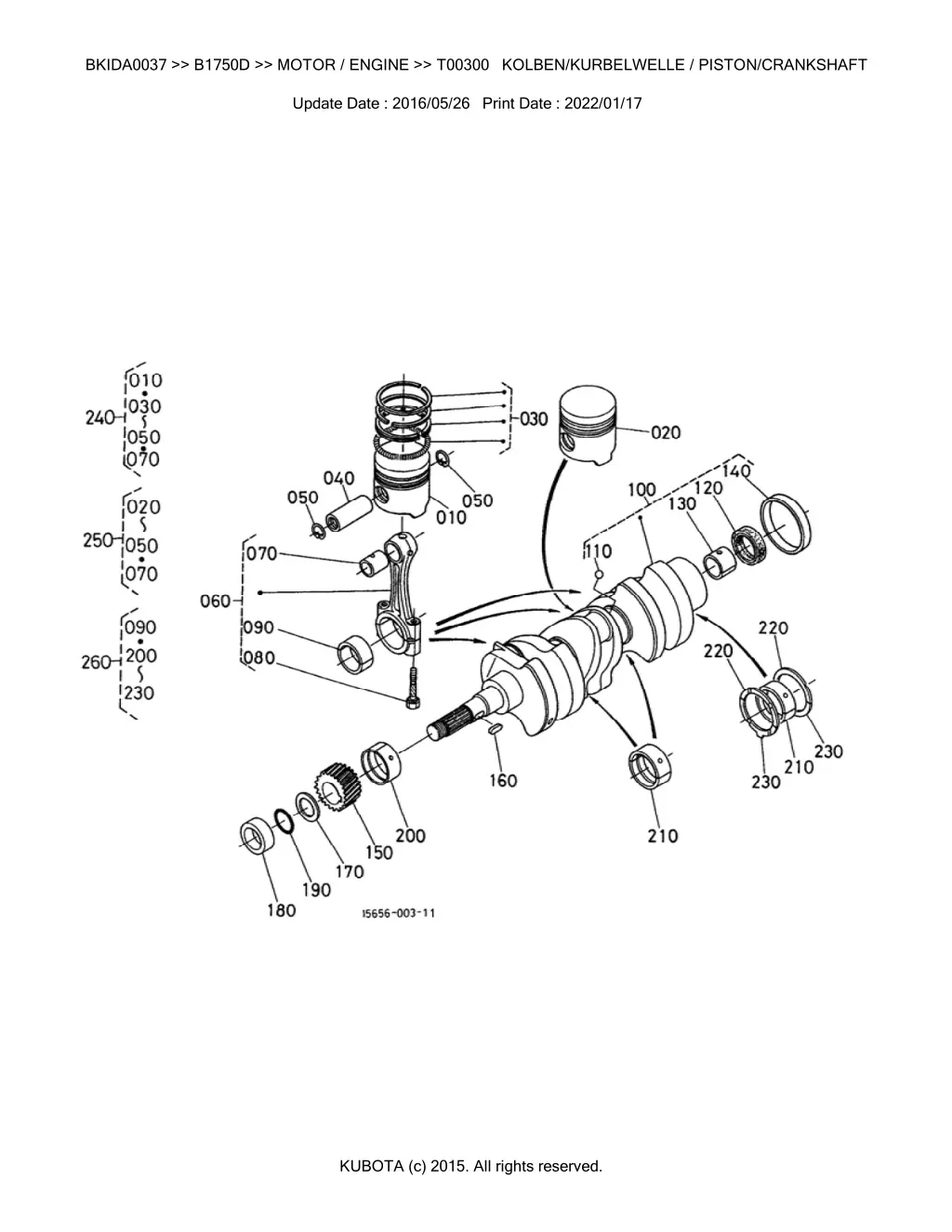 bkida0037 b1750d motor engine t00300 kolben