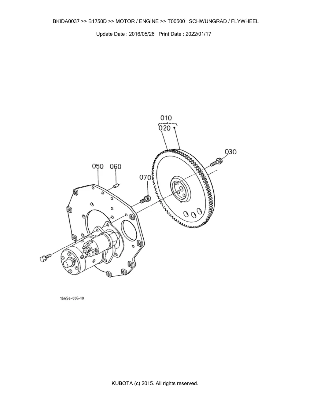 bkida0037 b1750d motor engine t00500 schwungrad