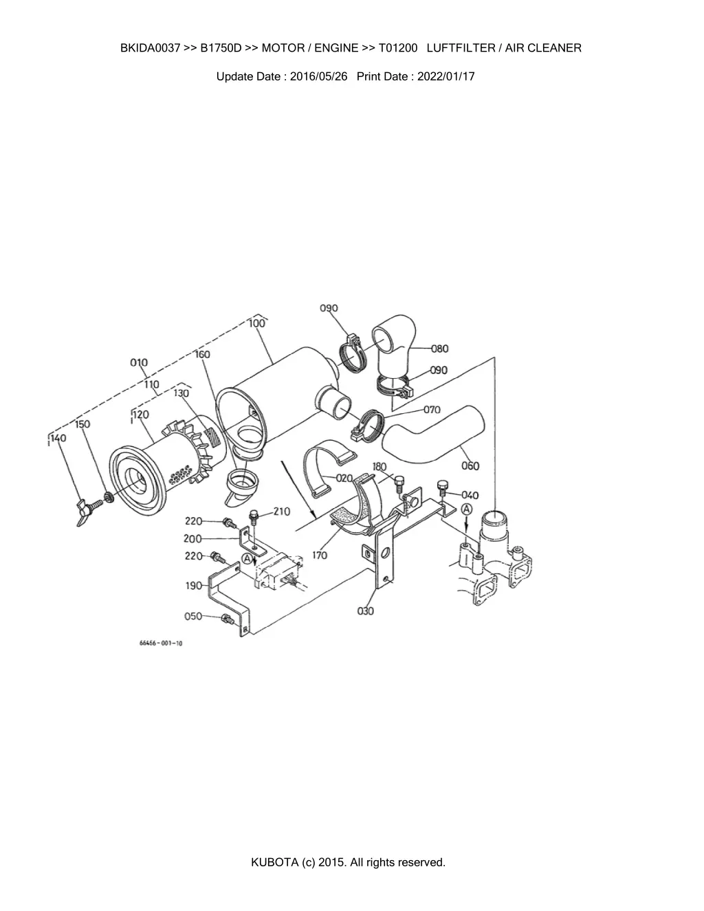 bkida0037 b1750d motor engine t01200 luftfilter