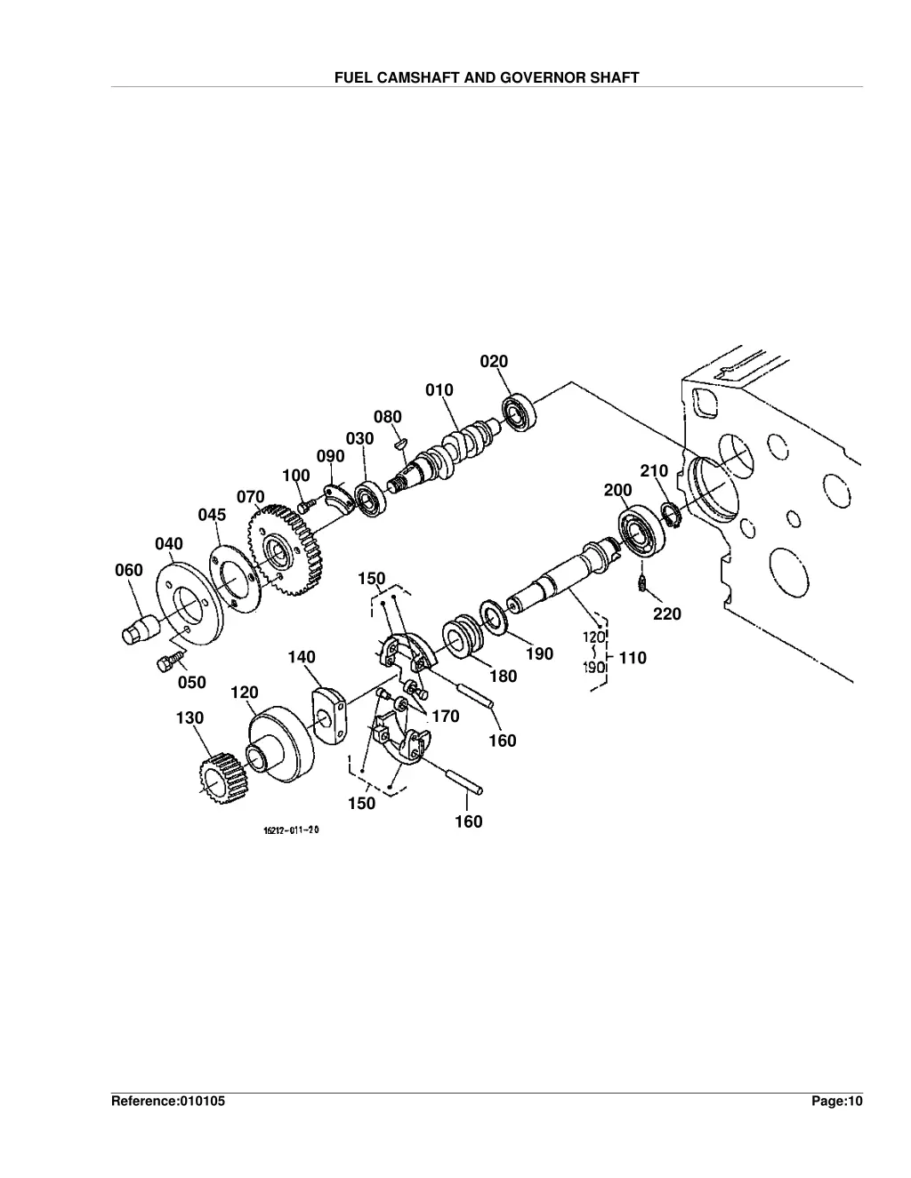 fuel camshaft and governor shaft