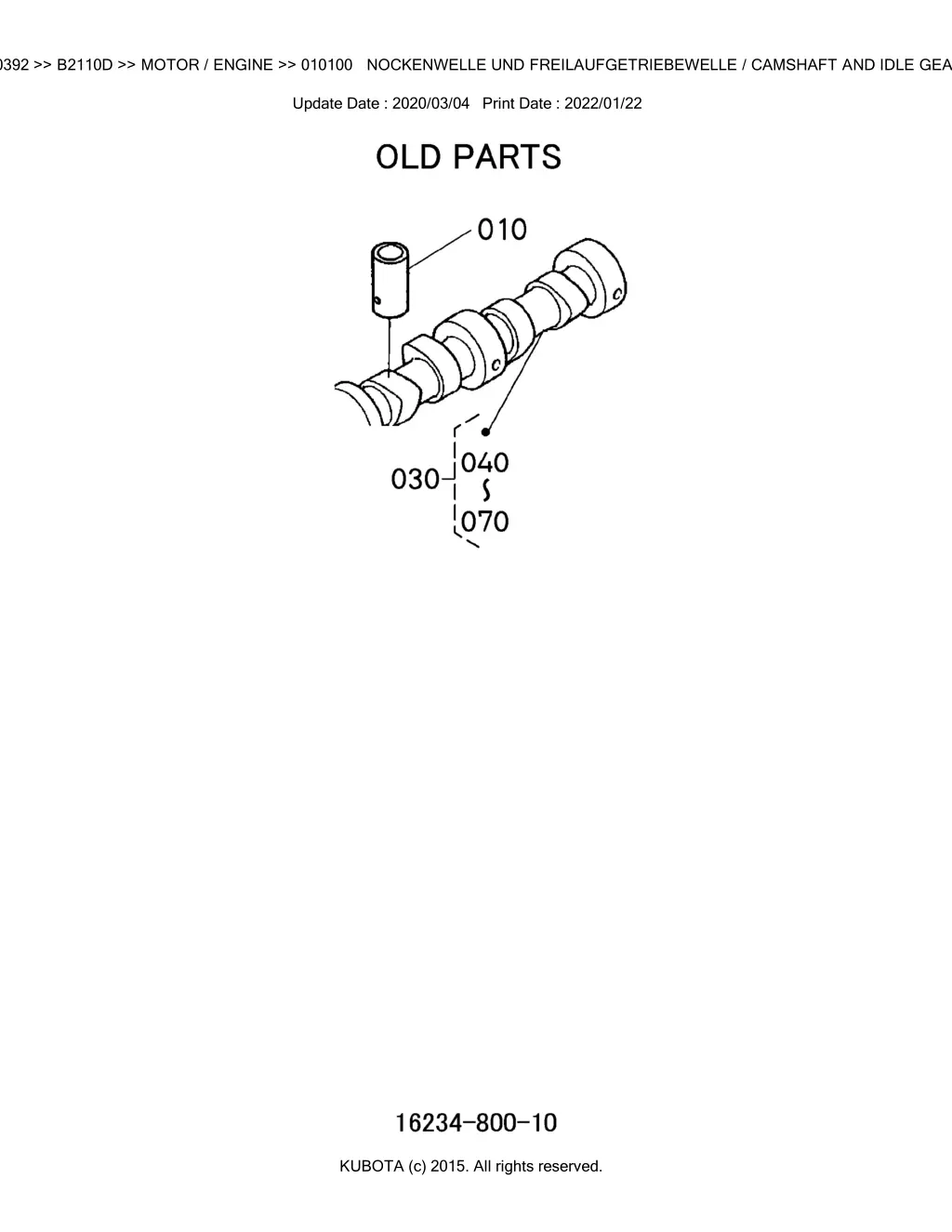 bkidk0392 b2110d motor engine 010100 nockenwelle 2