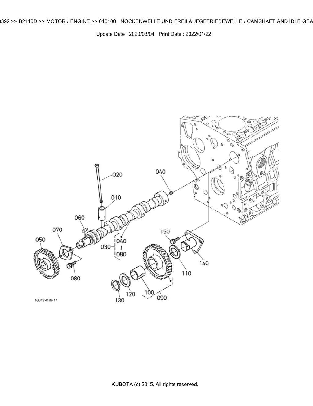 bkidk0392 b2110d motor engine 010100 nockenwelle