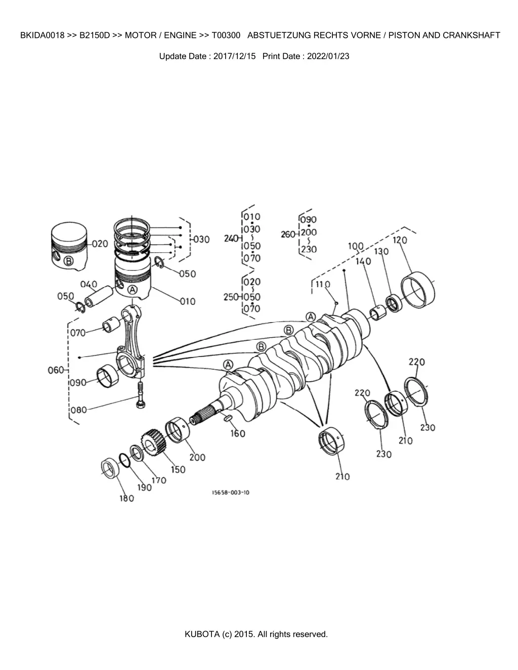 bkida0018 b2150d motor engine t00300 abstuetzung