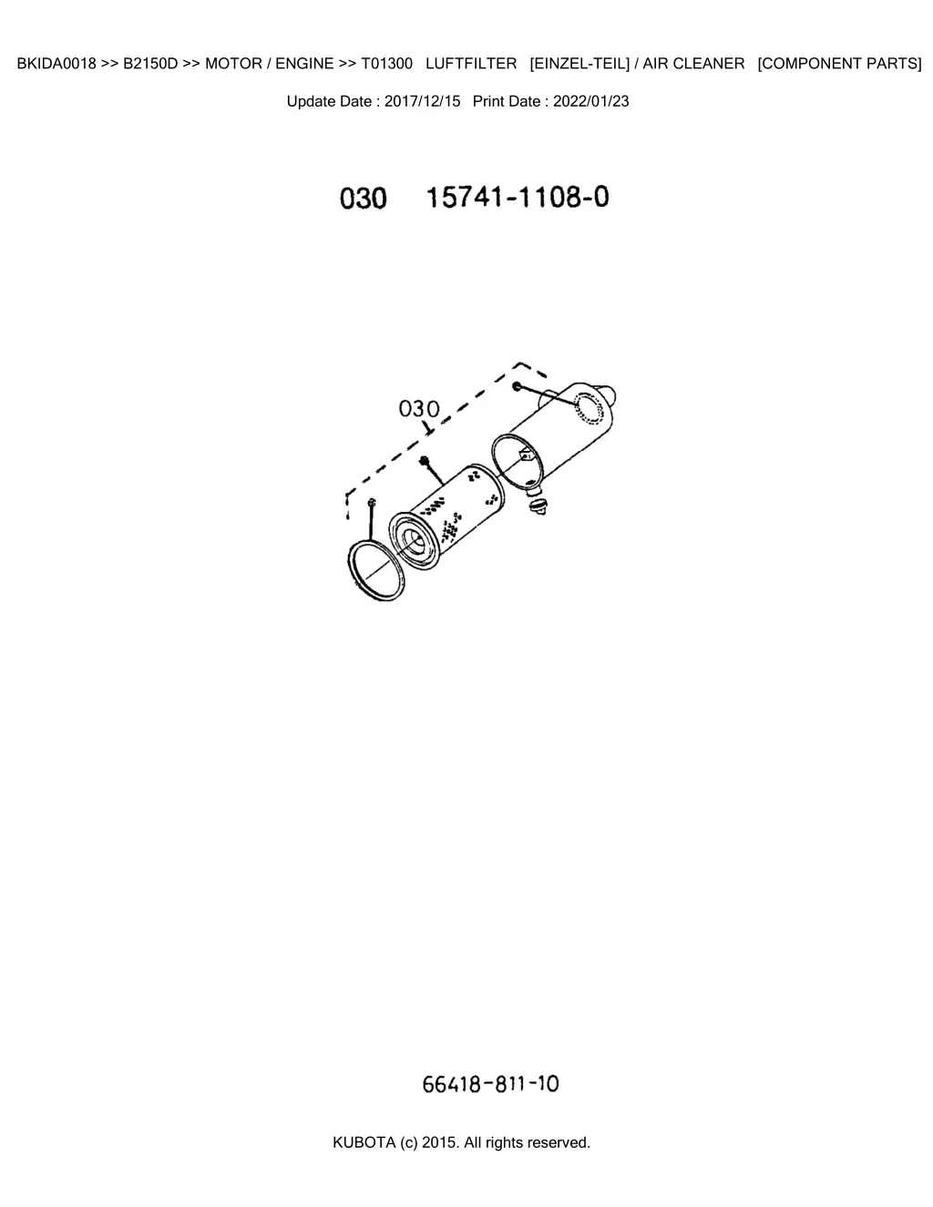 bkida0018 b2150d motor engine t01300 luftfilter 2