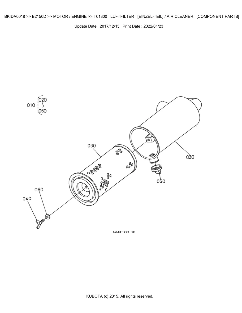 bkida0018 b2150d motor engine t01300 luftfilter