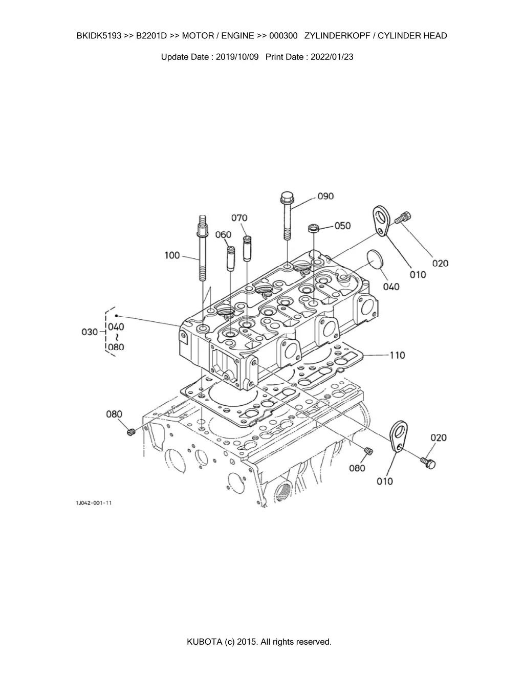 bkidk5193 b2201d motor engine 000300 zylinderkopf