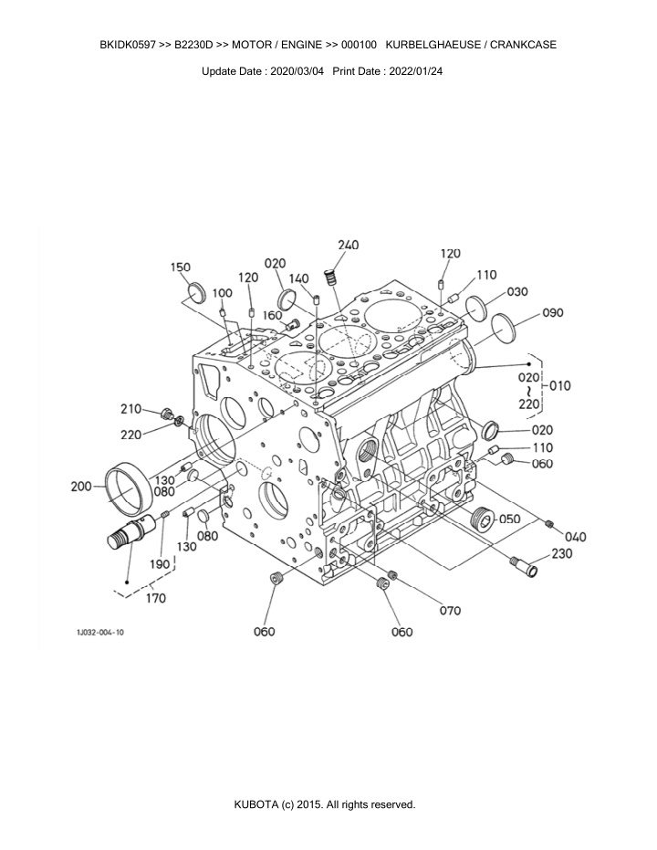 bkidk0597 b2230d motor engine 000100