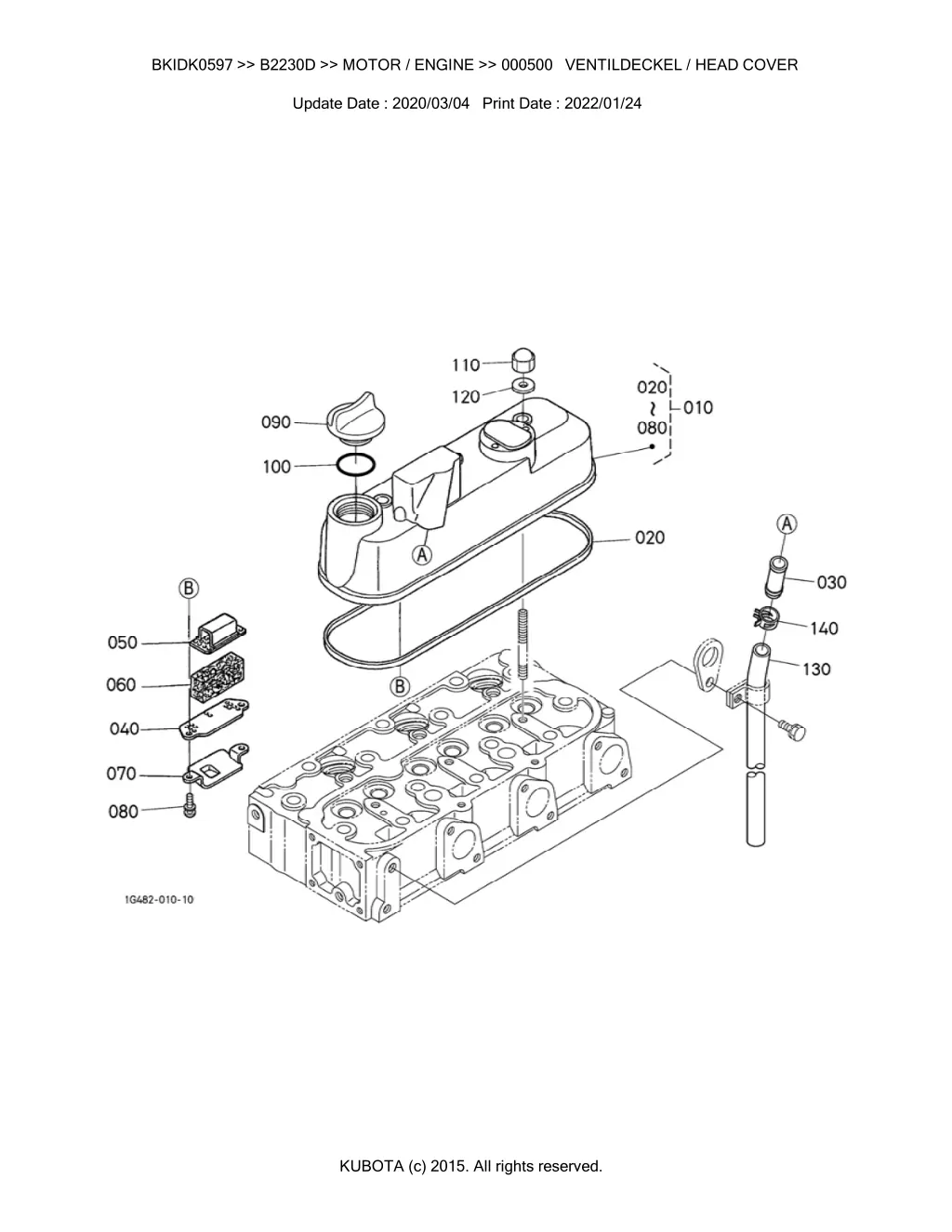 bkidk0597 b2230d motor engine 000500 ventildeckel