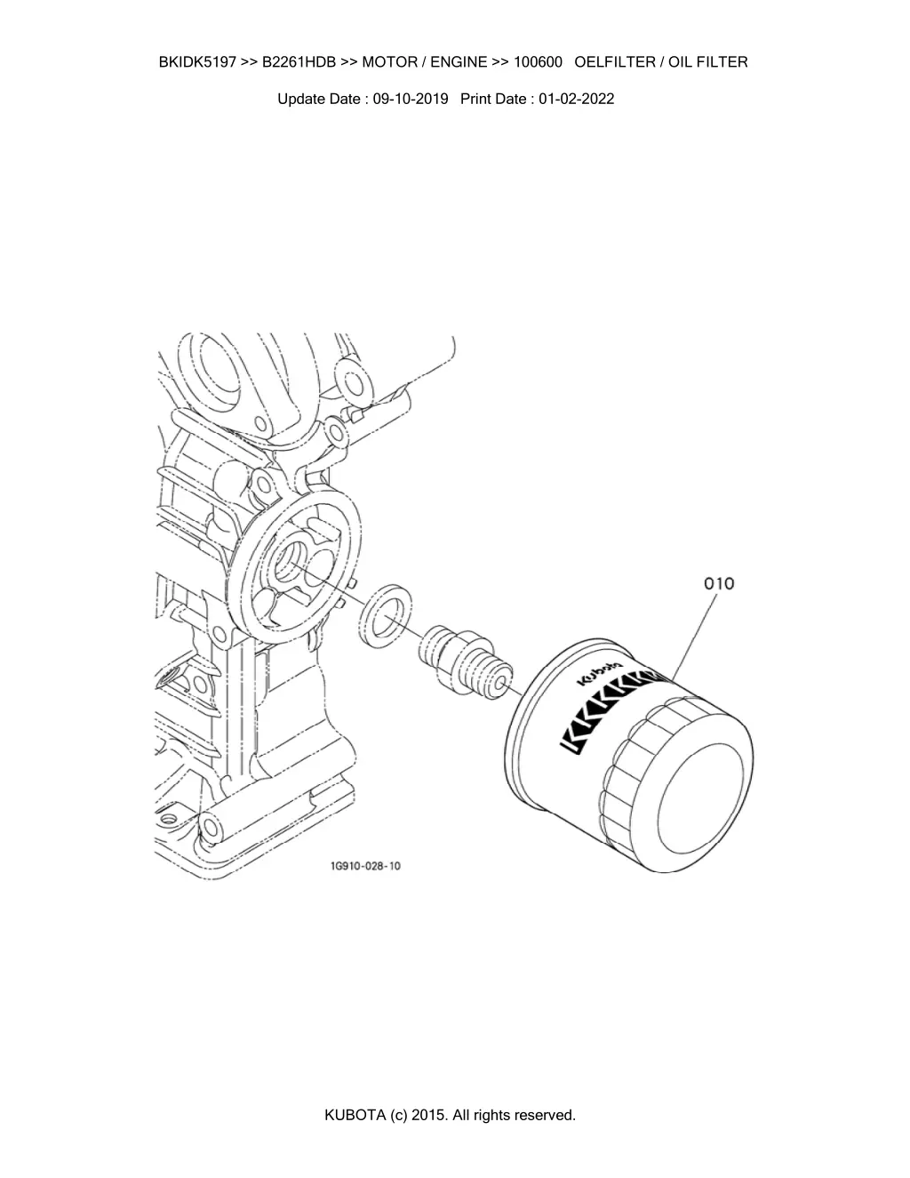 bkidk5197 b2261hdb motor engine 100600 oelfilter