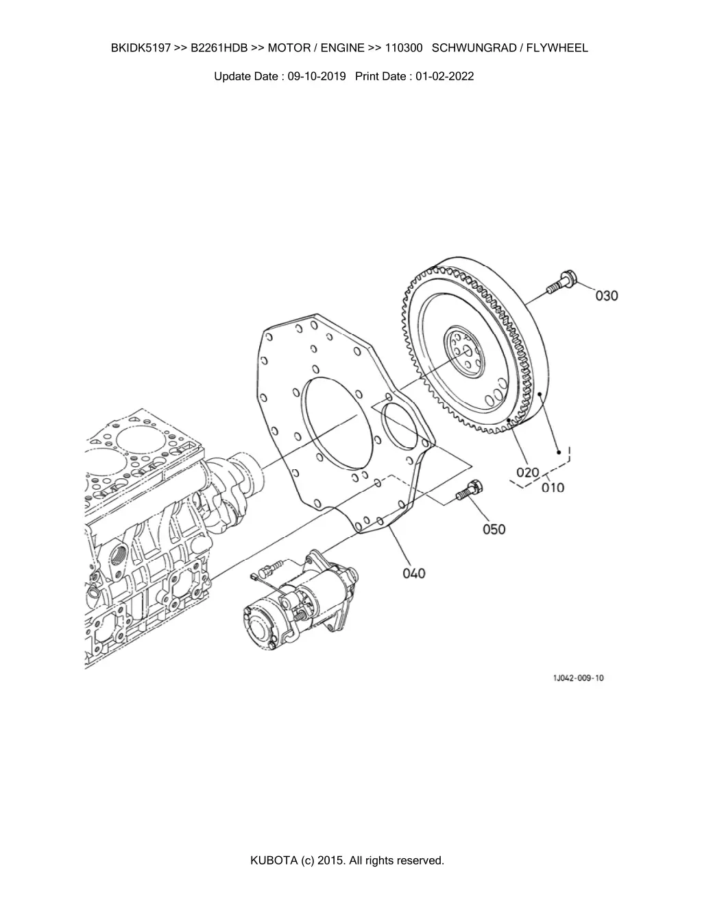 bkidk5197 b2261hdb motor engine 110300 schwungrad