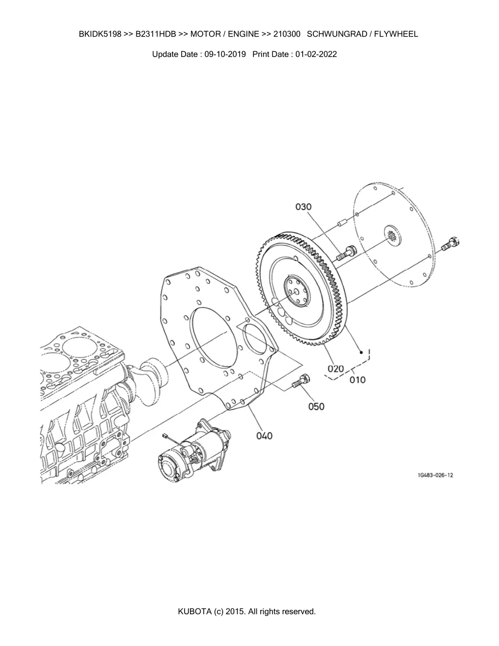 bkidk5198 b2311hdb motor engine 210300 schwungrad