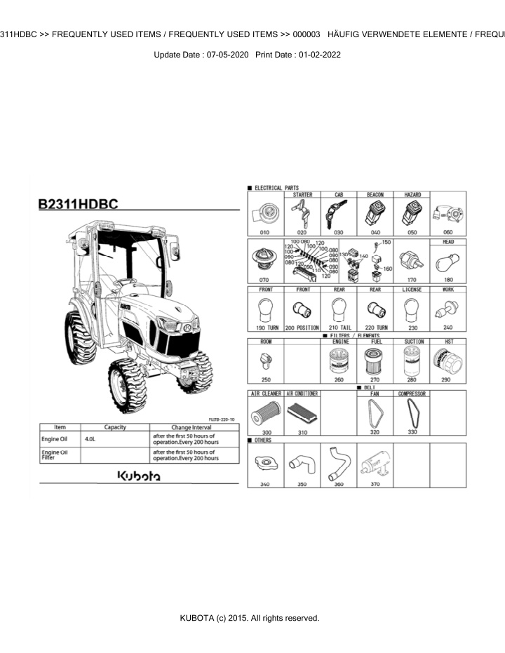 bkidk5280 b2311hdbc frequently used items