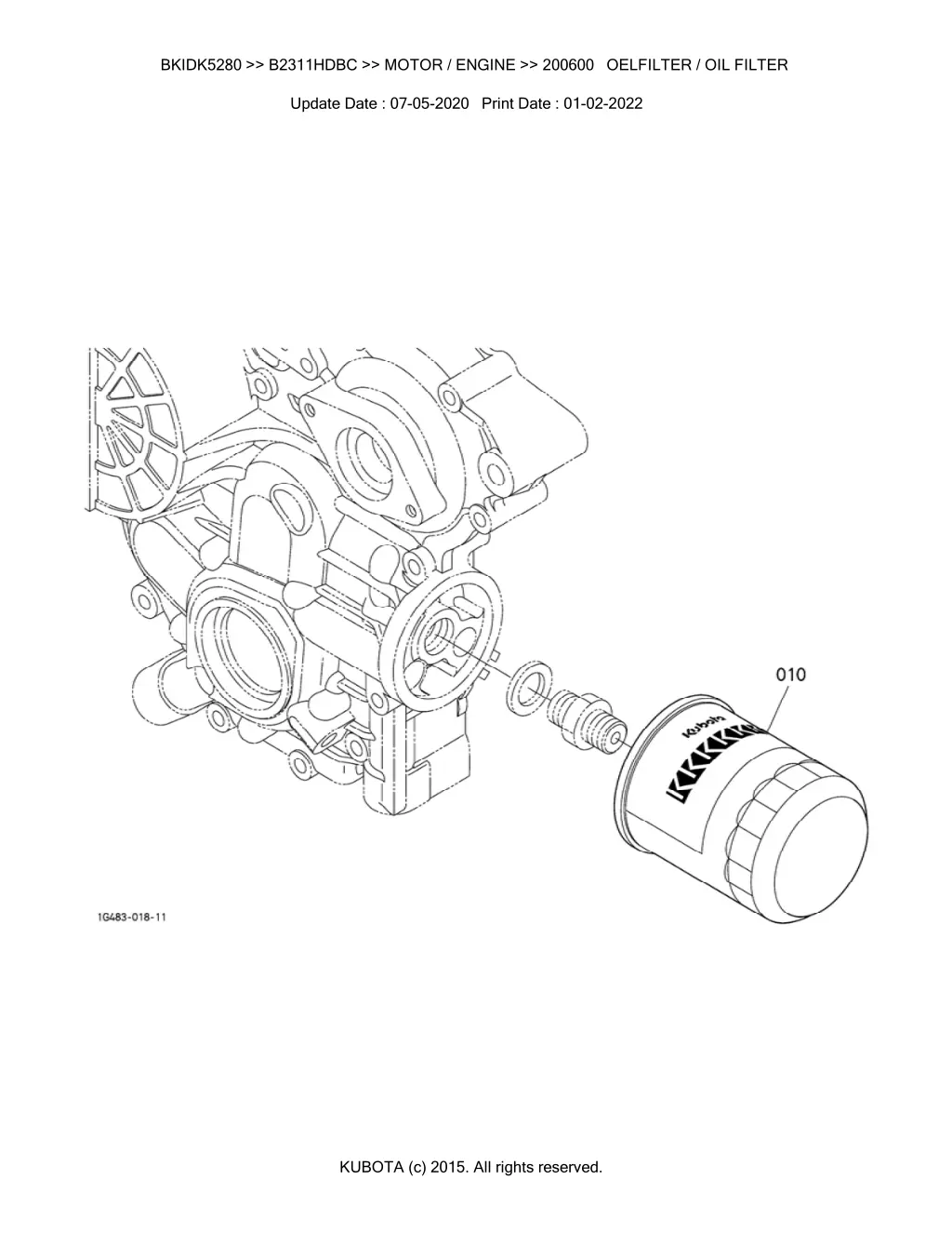 bkidk5280 b2311hdbc motor engine 200600 oelfilter