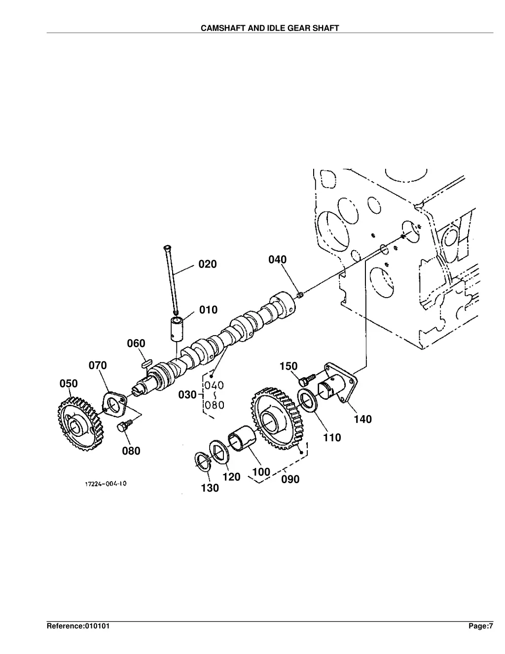 camshaft and idle gear shaft