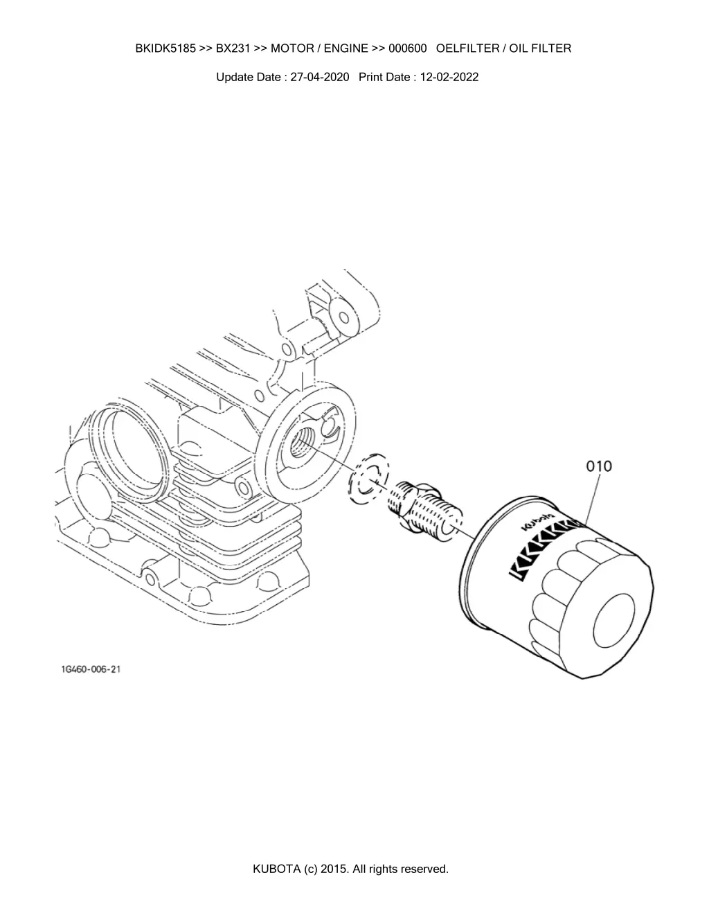 bkidk5185 bx231 motor engine 000600 oelfilter