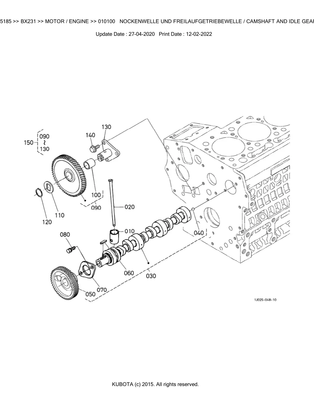 bkidk5185 bx231 motor engine 010100 nockenwelle