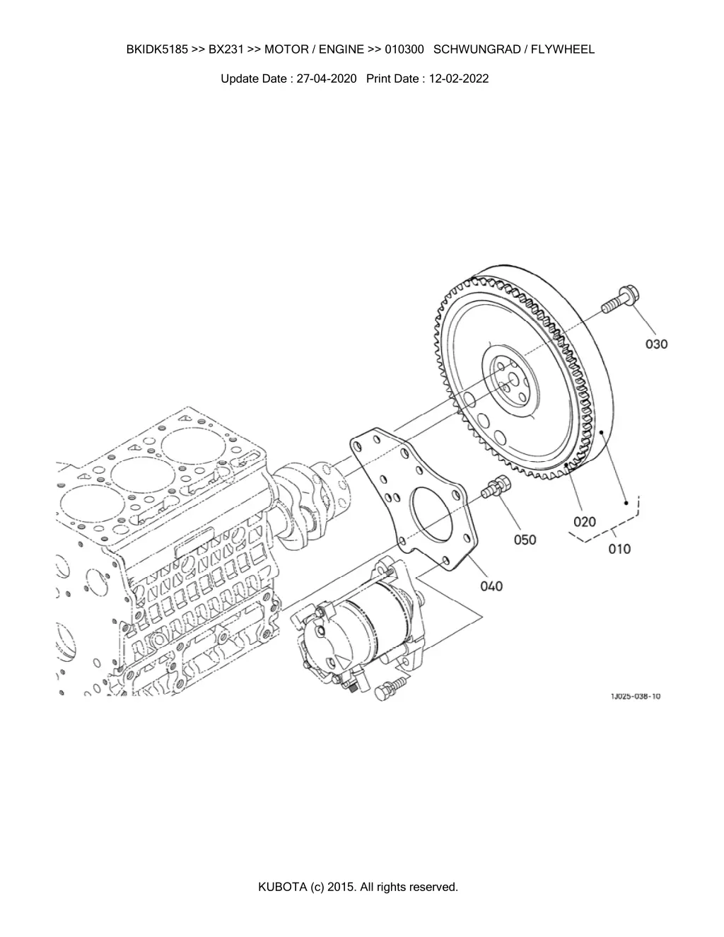 bkidk5185 bx231 motor engine 010300 schwungrad