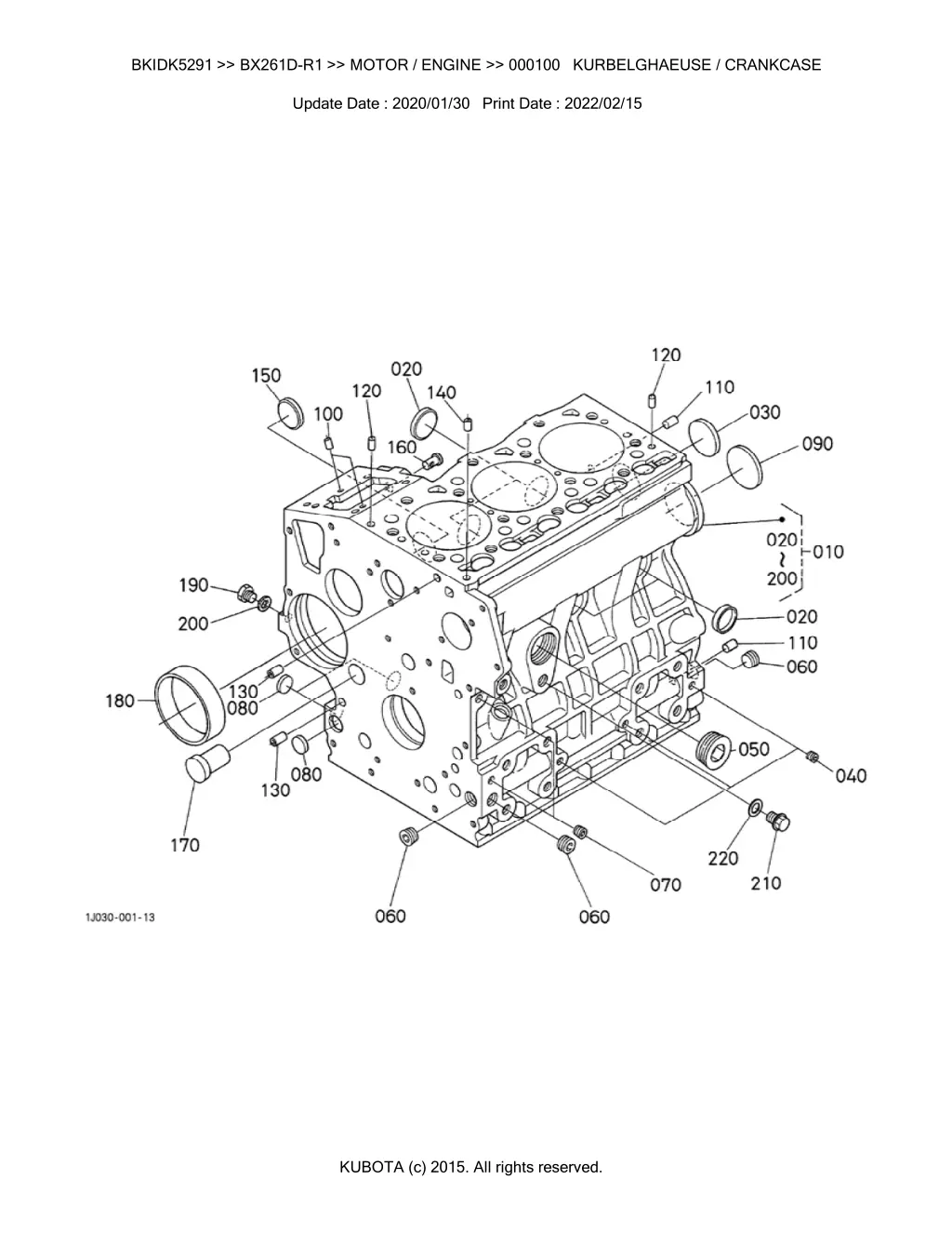 bkidk5291 bx261d r1 motor engine 000100