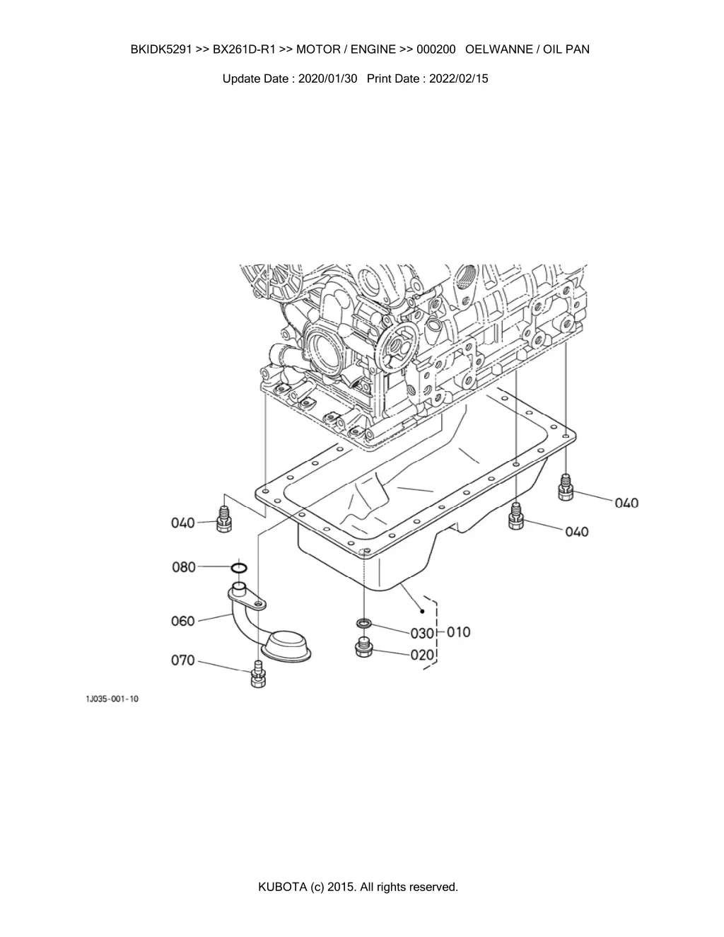 bkidk5291 bx261d r1 motor engine 000200 oelwanne