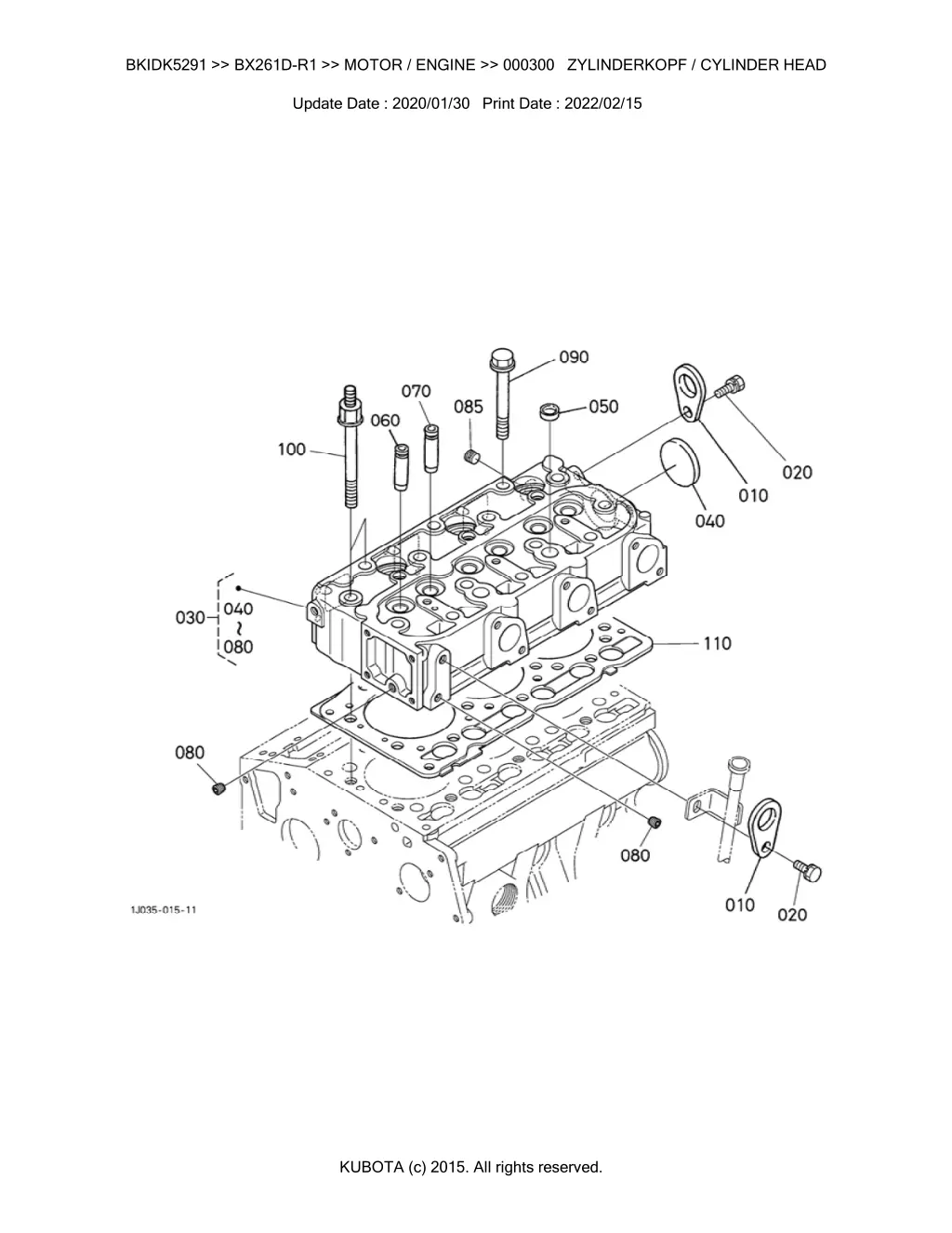 bkidk5291 bx261d r1 motor engine 000300