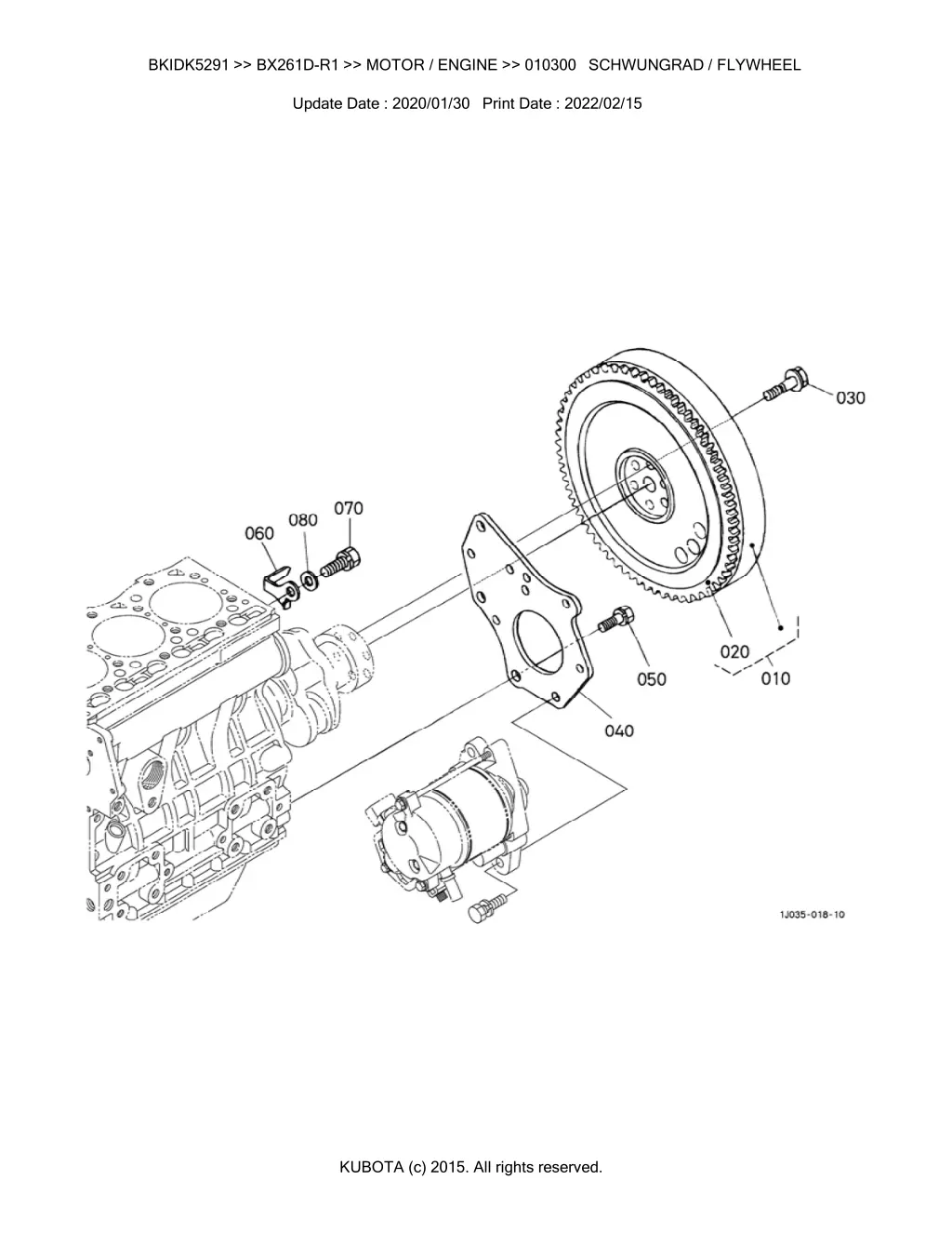 bkidk5291 bx261d r1 motor engine 010300